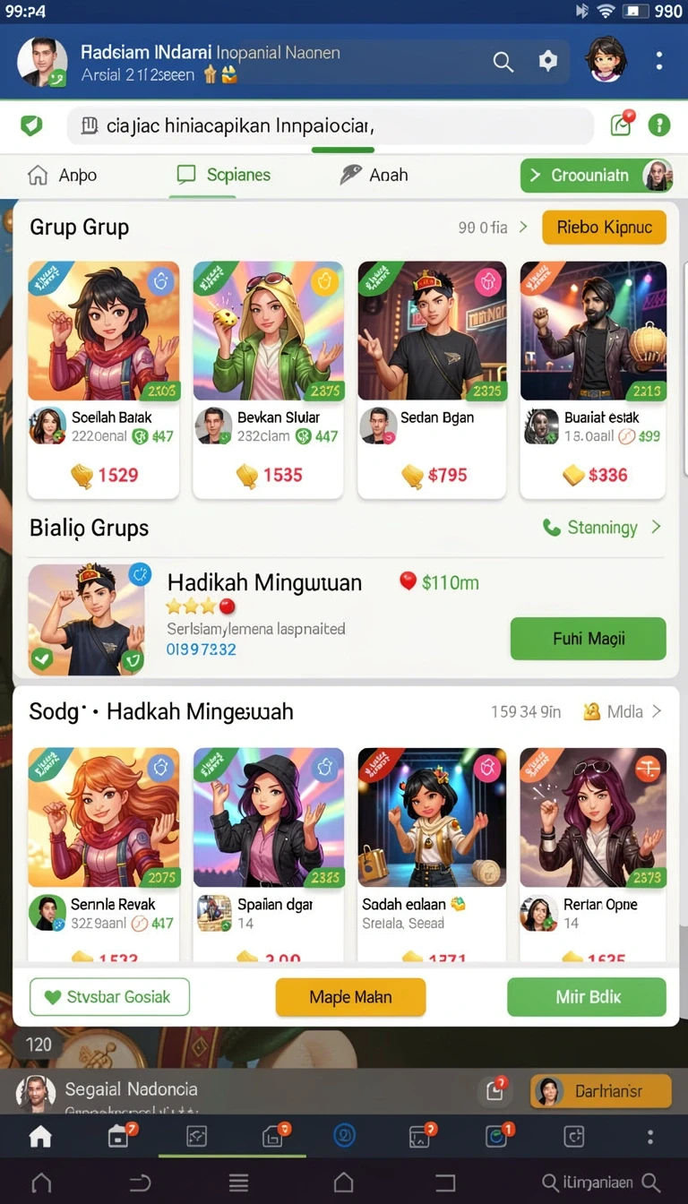 jarum77 - Screenshot menunjukkan interaksi sosial antar pemain dalam game.